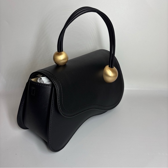 Cult Gaia Kazia Crossbody in Black – NWT Sculptural Leather + Gold Orbs - Picture 7 of 9
